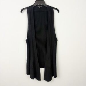 EILEEN FISHER Black Sleeveless SWEATER XL VEST Cardigan Merino Wool Minimalist